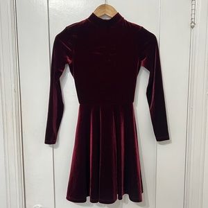 Holiday American Apparel Velvet Skater Dress XS Cranberry Color Great Condition